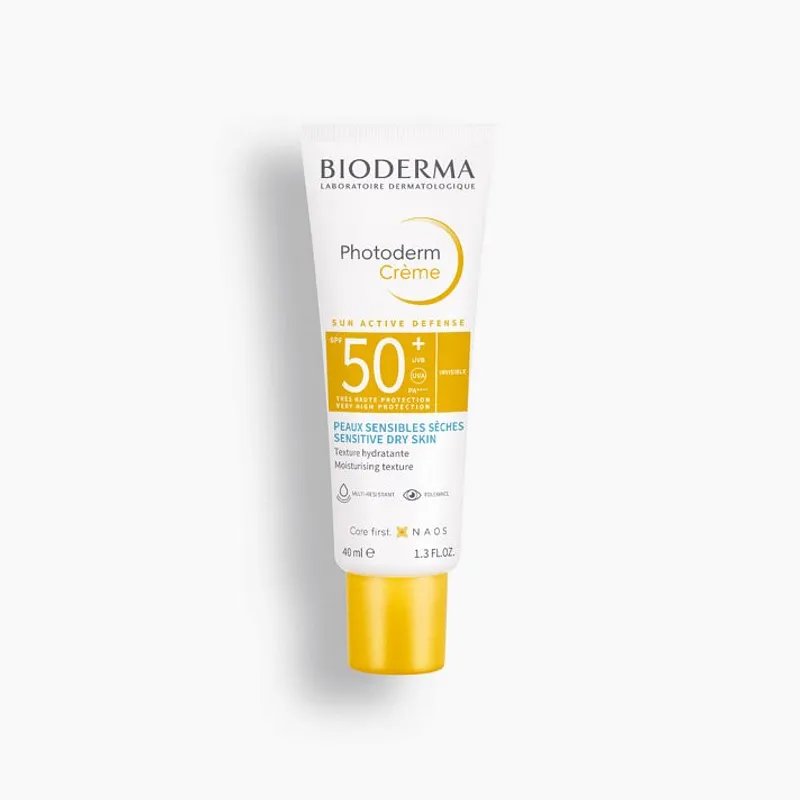 BIODERMA PHOTODERM CREME INVISIBLE SUN ACTIVE DEFENSE PEAUX SENSIBLES SECHES SPF50+ 40ML