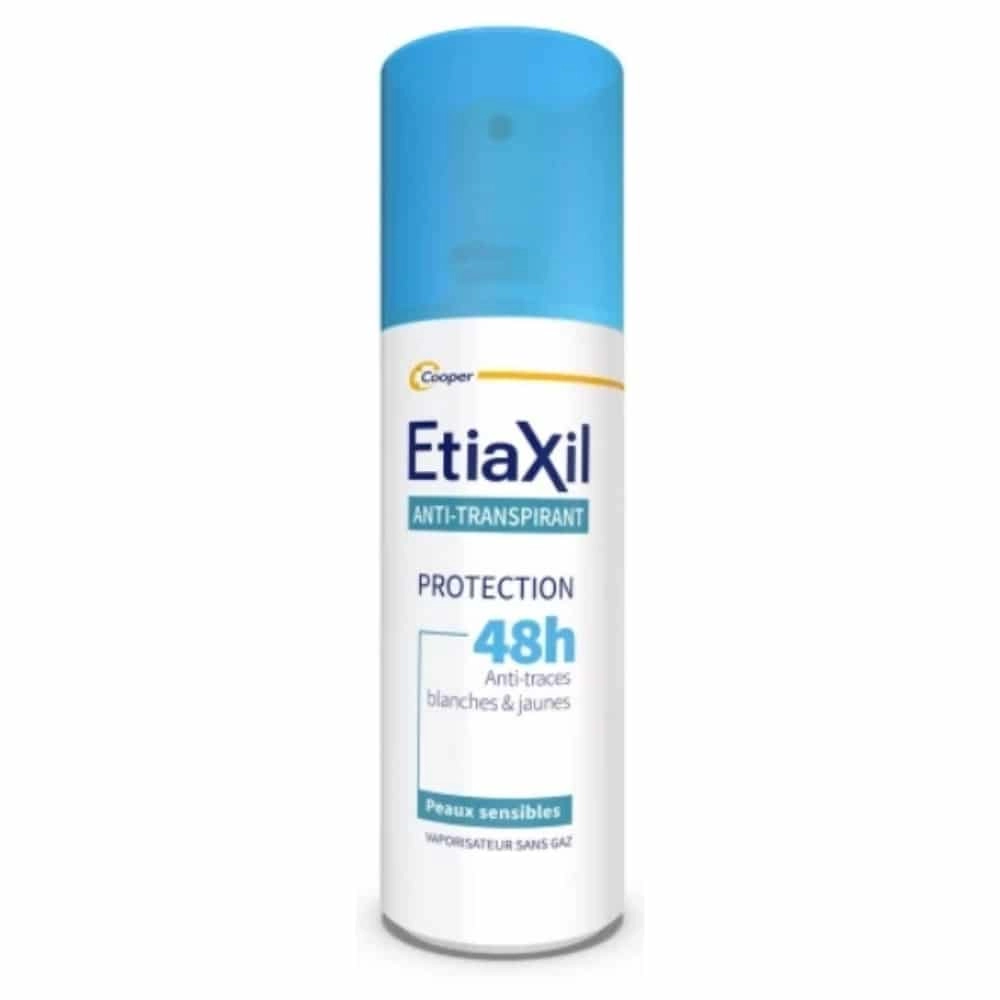 ETIAXIL DEODORANT ANTI-TRANSPIRANT PROTECTION 48H ANTI-TRACES BLANCHE ET JAUNES PEAUX SENSIBLES 100ML