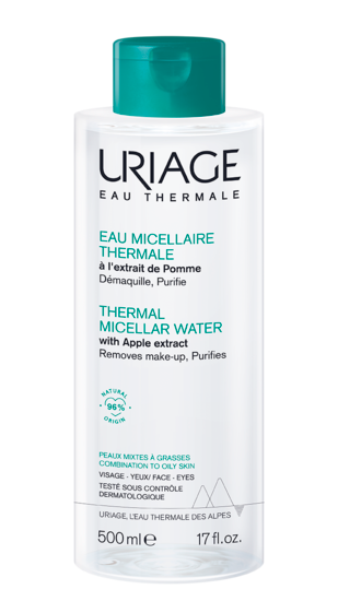 URIAGE EAU MICELLAIRE THERMALE PEAUX MIXTES A GRASSES Á L'EXTRAIT DE POMME 250ML